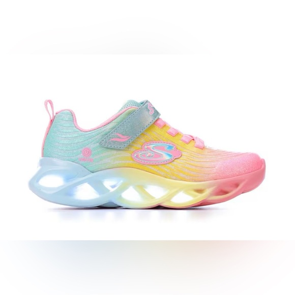 NWT Girls Sketchers Brights Swirl Colors Light-up Sneakers- hot pink/multi 1.5 - Picture 3 of 6